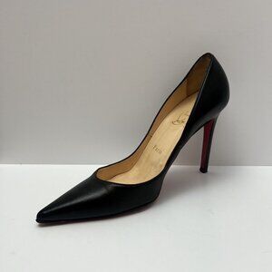 CHRISTIAN LOUBOUTIN "Decoltissimo" 100 Black Nappa Leather Point Toe Pumps